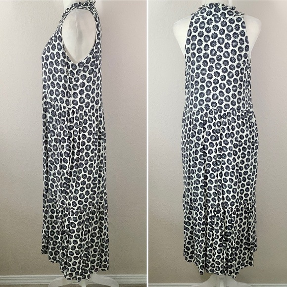 AMOUR VERT Tiered Sleeveless Dress Ruffle High Neck Pockets Vacation Wedding XS - Picture 12 of 13